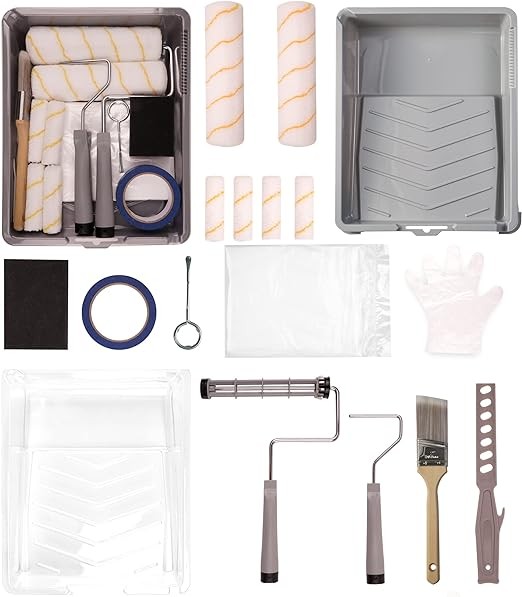 17 Piece Paint Roller Set - Paint Rollers 9"4", Paint Roller Frame，Paint Trays, Microfiber Roller Cover, Paint Kit for House Painting,Paint Brushes for Painting Walls