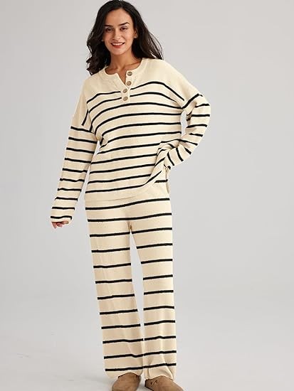 LILLUSORY Women's 2 Piece Trendy Outfits Oversized Slouchy Matching Sets Cozy Knit Sweatsuit Sets
